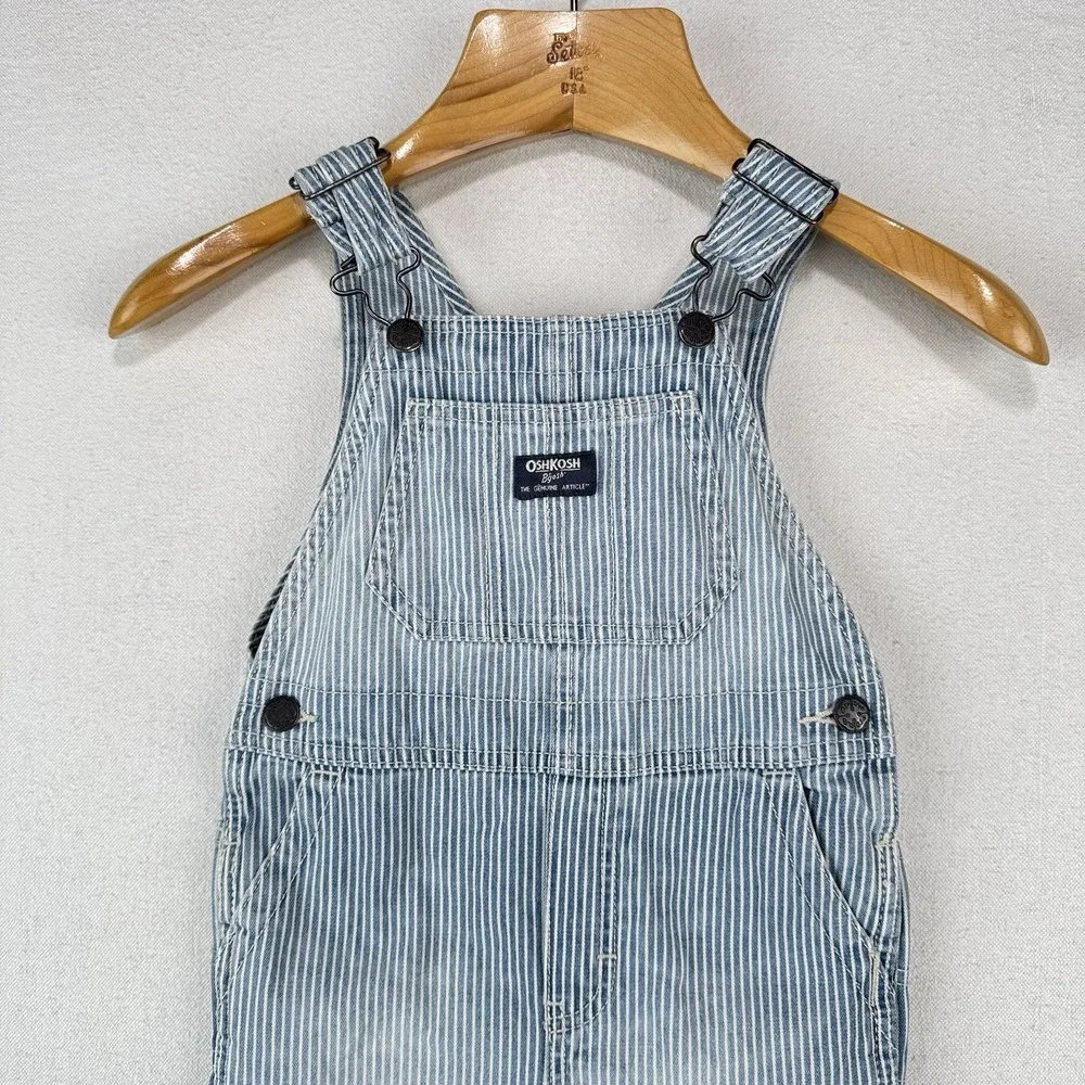 OshKosh B'gosh Blue Hickory Stripe Overalls Size 4T Vestbak
